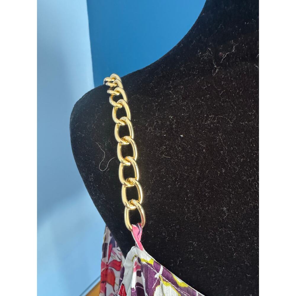 Bold Elements Floral Cold Shoulder Blouse Gold Chain Straps XXL - Picture 3 of 9